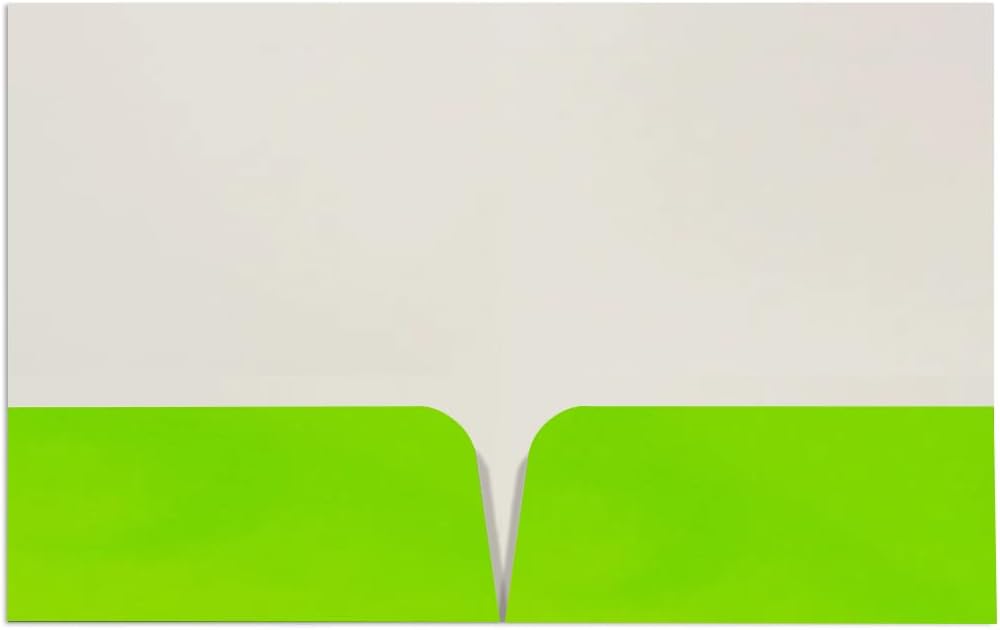 JAM PAPER Custom Printed Semi-Gloss Folders with Round Corner Pockets - Personalized Logo & Text - 12pt C1S - Lime Green - 250/Pack