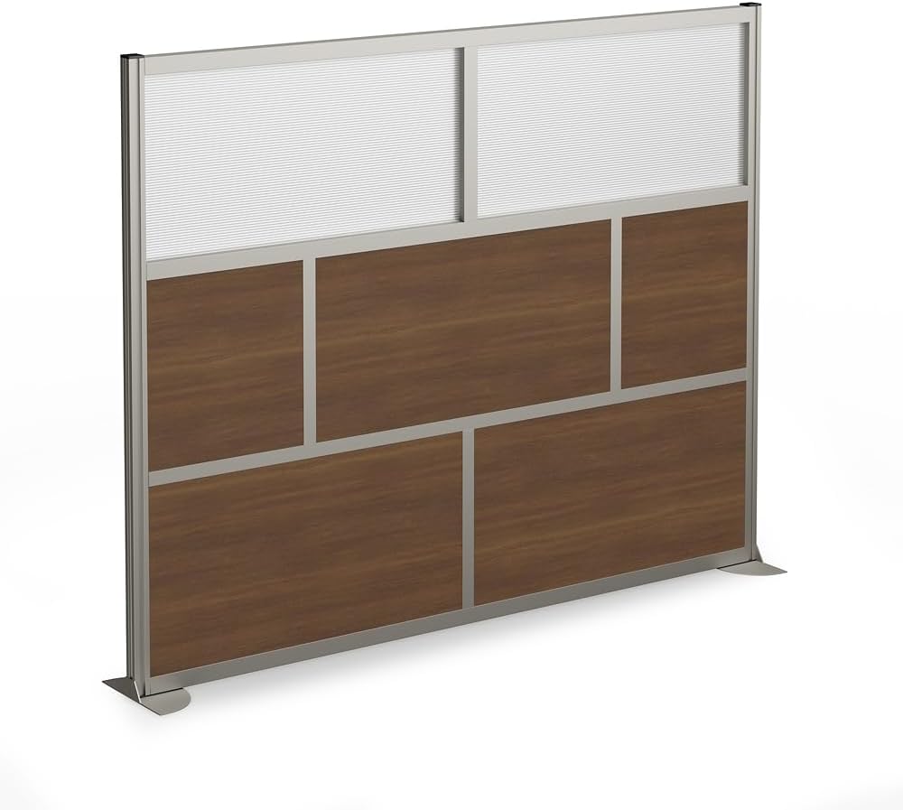 NBF Office Partition Room Divider - 76" H x 96" W Espresso & Warm Ash, Large Privacy Screen, Portable Partition Wall, Free Standing Office Divider
