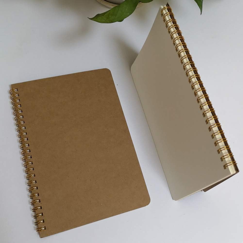 YUREE Spiral Notebook A5/Softcover Spiral Journal, Blank Pages, 50 Sheets (100 Pages), 8.45" x 5.8", Brown, 20 Pack