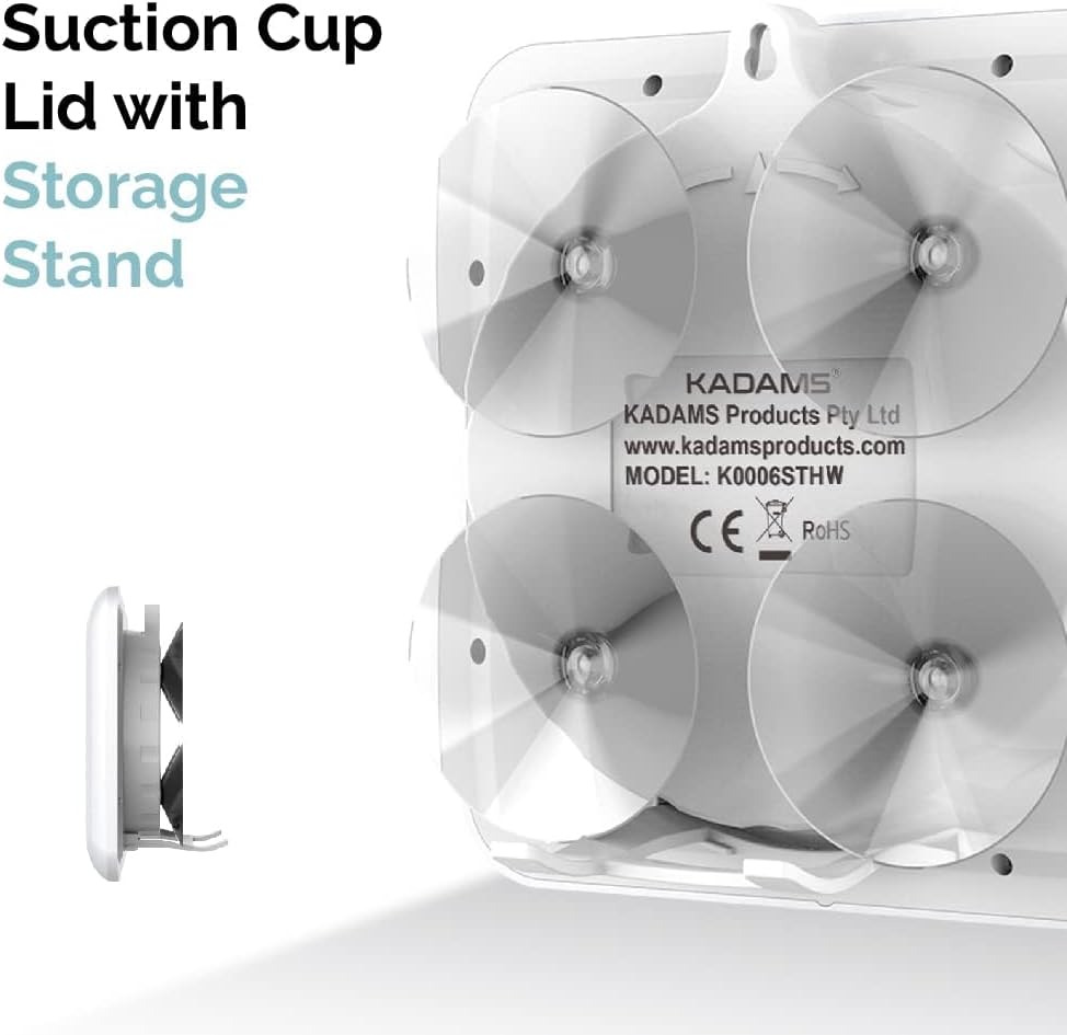 KADAMS Bathroom Clock 9.5" Kitchen Wall Clock with Large LCD Screen – Shower Clock with Suction Cup,Temperature, Humidity, Calendar – Water-Resistant, 4 Mounting Options, Silver