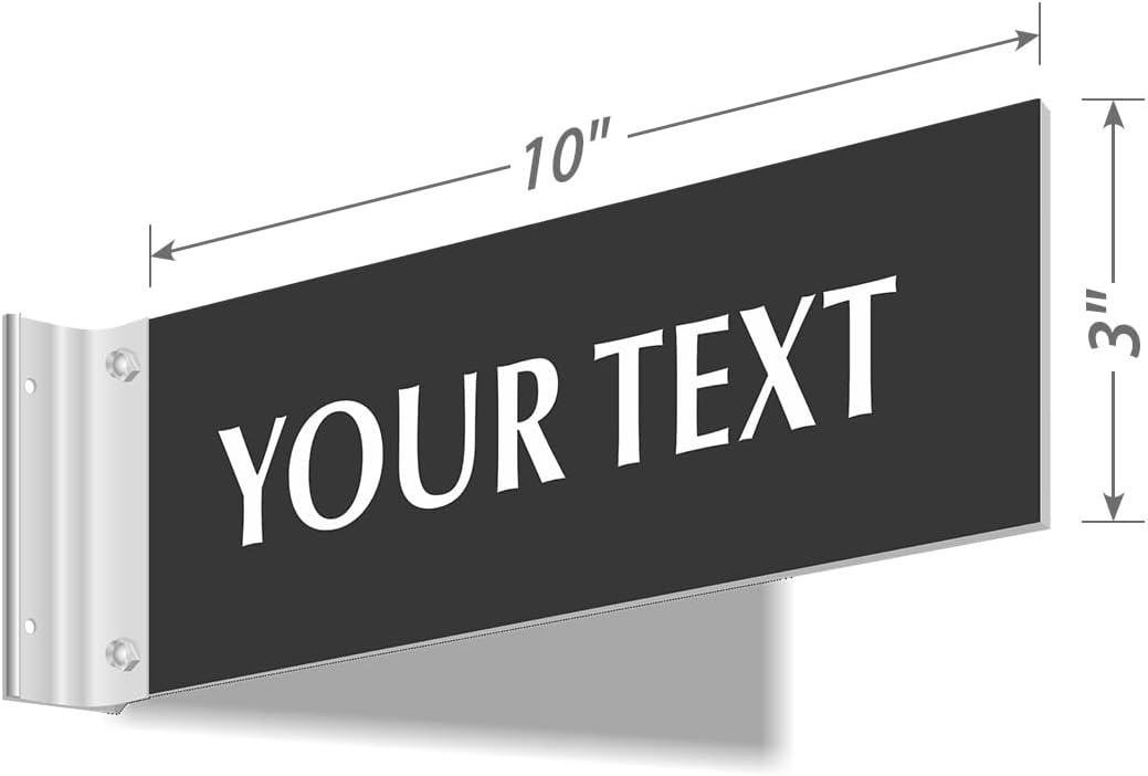 SmartSign Custom Projecting Hallway Sign with Bracket - 3"x10" Double-Sided Corridor Wall Mount, Laser Engraved Acrylic Sign for Office Door, 16 Color Options with 3" Silver Brackets, Made in USA