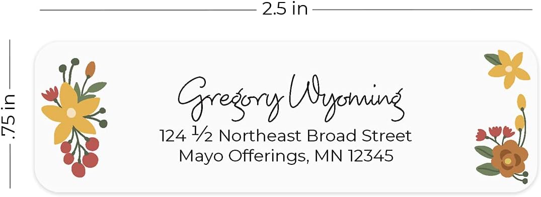 Retro Floral Rolled Address Labels/Roll of 250 Personalized Return Address Labels/Designer Return Address Stickers in Elegant Plastic Dispenser