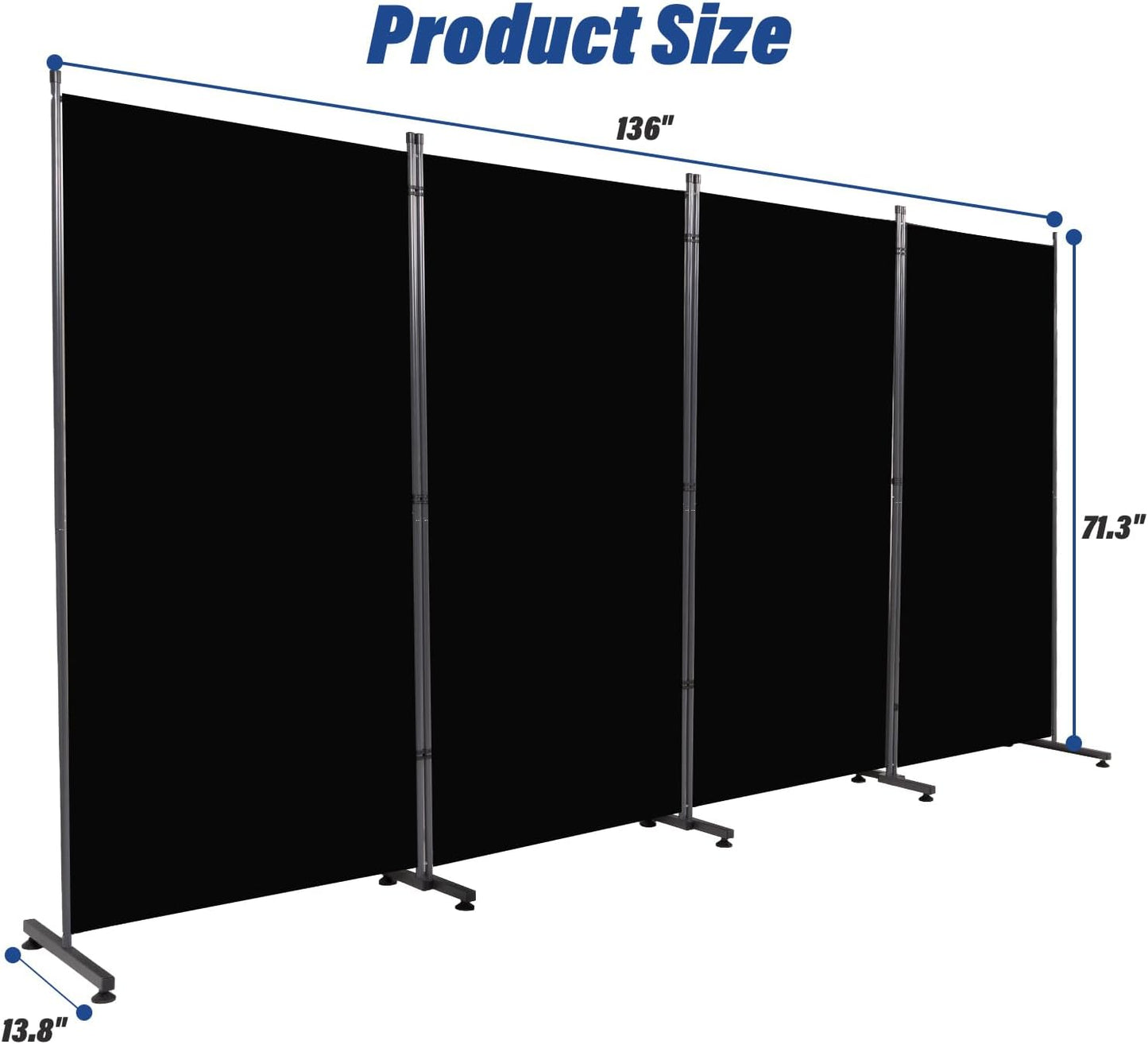 Room Divider 6ft Room Dividers and Folding Privacy Screens, 4 Panel Partition Room Divider Fabric Panel, Indoor Wall Divider for Room Separation Freestanding Space Separators for Bedroom Office Studio