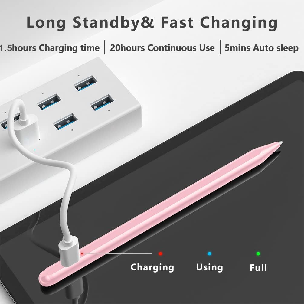 Stylus Pen for iPad (2018-2025) with Fast Charging & Palm Rejection, Pencil for Apple iPad 11th A16/10/9/8/7/6th, Pro 11“13”M4/12.9 inch, Air 11/13 inch M3 2025&M2 2024/5/4/3rd, Mini A17 Pro/6/5th