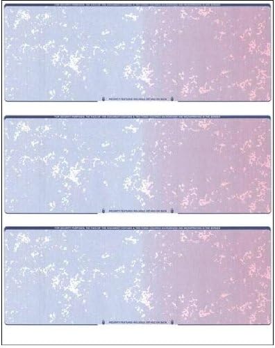 Business Voucher Check Stock - Computer Laser Checks - 3 Checks Per Page, 2500 Sheets/7500 Checks Blue/Red Prismatic