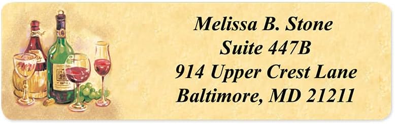 Vintage Wine Designer Rolled Address Labels with Elegant Plastic Dispenser