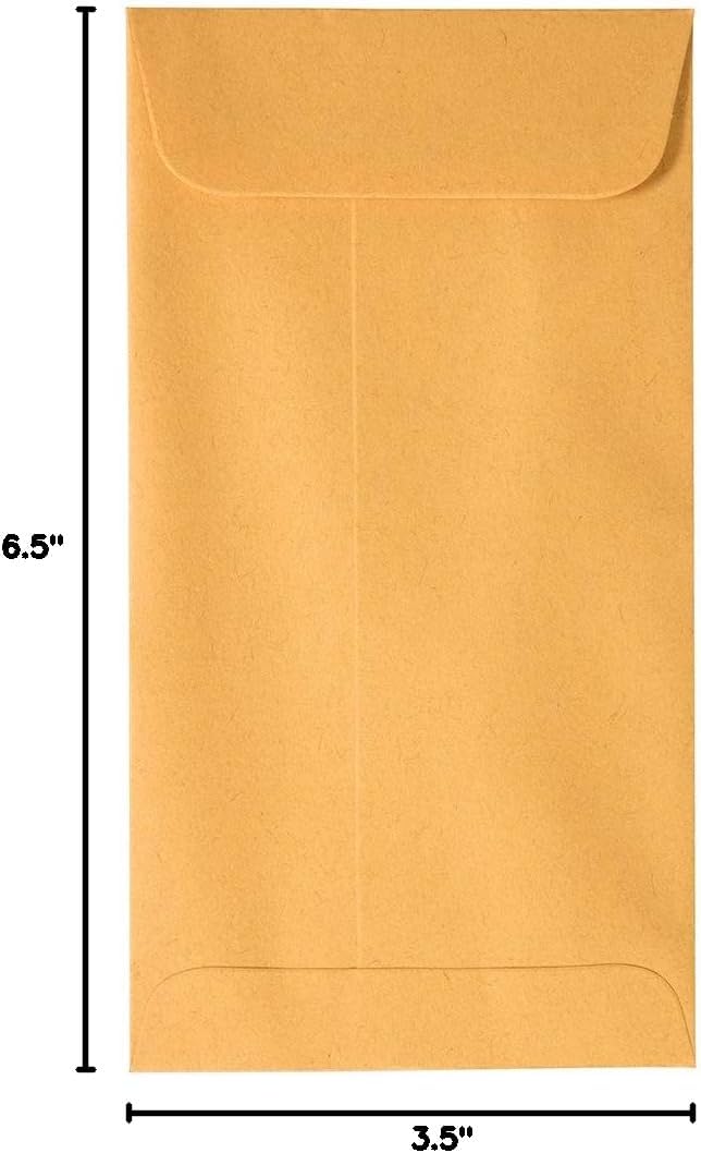 JAM PAPER #7 Coin Business Envelopes with Peel and Seal Closure - 3 1/2 x 6 1/2 - Brown Kraft Manila - Bulk 250/Box