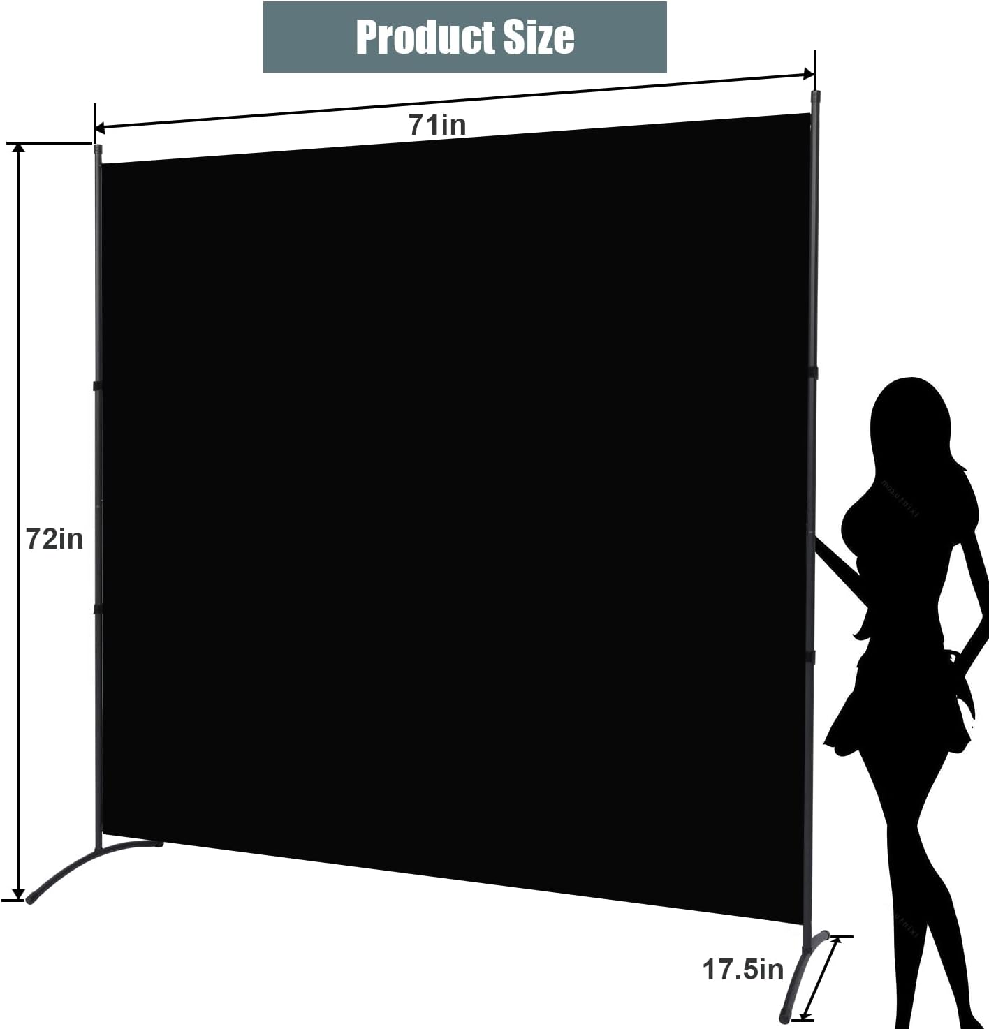 Room Divider 6FT Folding Privacy Screens, Partition Room Dividers w/Freestanding Design, Portable Wall Divider for Room Separtation, Fabric Screen Panel for Home Office Dorm (Black, 1 Panel)