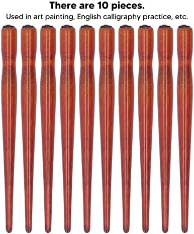 Nib Pen Holder Set, Pack of 10 Comfortable Grip Smoother Comic Dip Wooden Pen Nib Holder for Beginners Professional Art Painting English Calligraphy and Comic Creation(Mahogany)