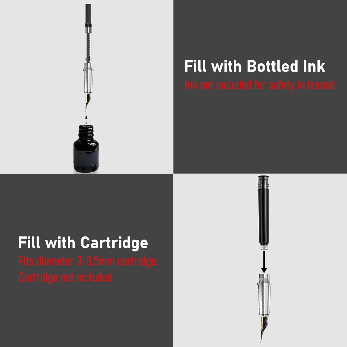 Nicpro Fountain Pen Set with Box, Classic Silver-Gold Fancy Pen with Converter, 0.7mm Medium Nib Smooth Writing Calligraphy, Office, Business, Luxury Gift Pen