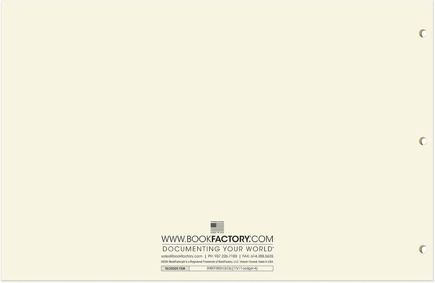 BookFactory Ledger Sheets/Large 4 Column Accounting Ledger Columnar (Four Columns) Loose Leaf Paper - 17'' x 11'', 50 Pages, Loose Leaf, 3 Hole Punched (SHEET-050-CLCLL(17x11-Ledger-4)-AX)