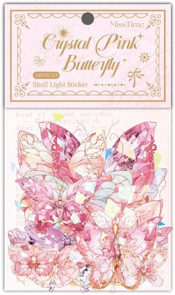 Alideco 120pcs Scrapbook Stickers Shell Light Butterfly PET Waterproof Scrapbooking Junk Journal Crafts Embelishment Decoration Diary Stickers (beikeguanghudie)