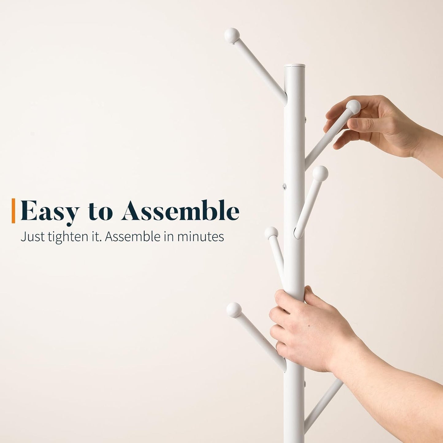 Yoobure Coat Rack Freestanding with Natural Marble Base - Coat Tree with 8 Hooks Heavy Duty Coat Hanger Stand, Metal Coat Rack Stand for Jacket, Hat, Clothes & Bag, Hall Tree Hat Rack for Entryway