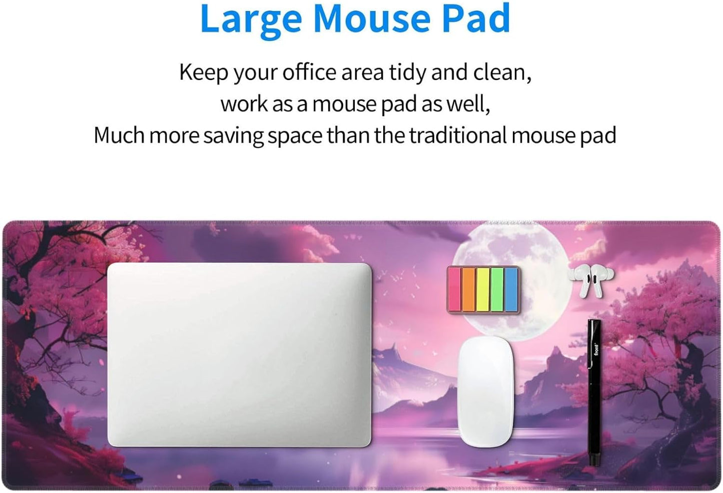 Gaming Mouse Pad Desk Pad,Extended Big Mouse Pad,31.5x11.8 Inch Long Computer Keyboard Mouse Mat Mousepad with 3mm Non-Slip Base and Stitched Edge for Gaming and Office… (Pink Canyon)