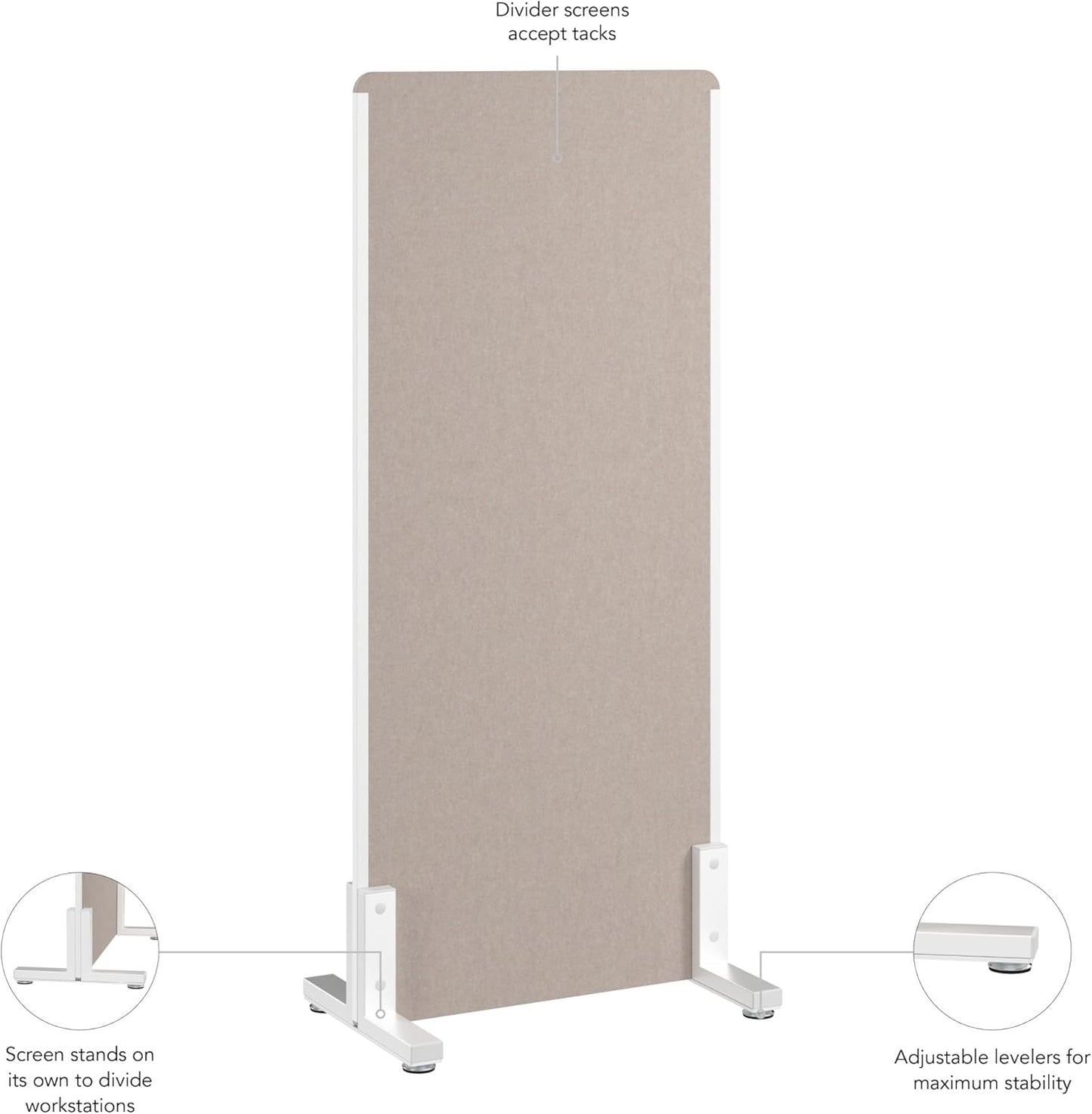 Bush Business Furniture 24W x 55H Freestanding Privacy Screen in Warm Beige, Standing Office Partition with Acoustic Sound Dampening Panel