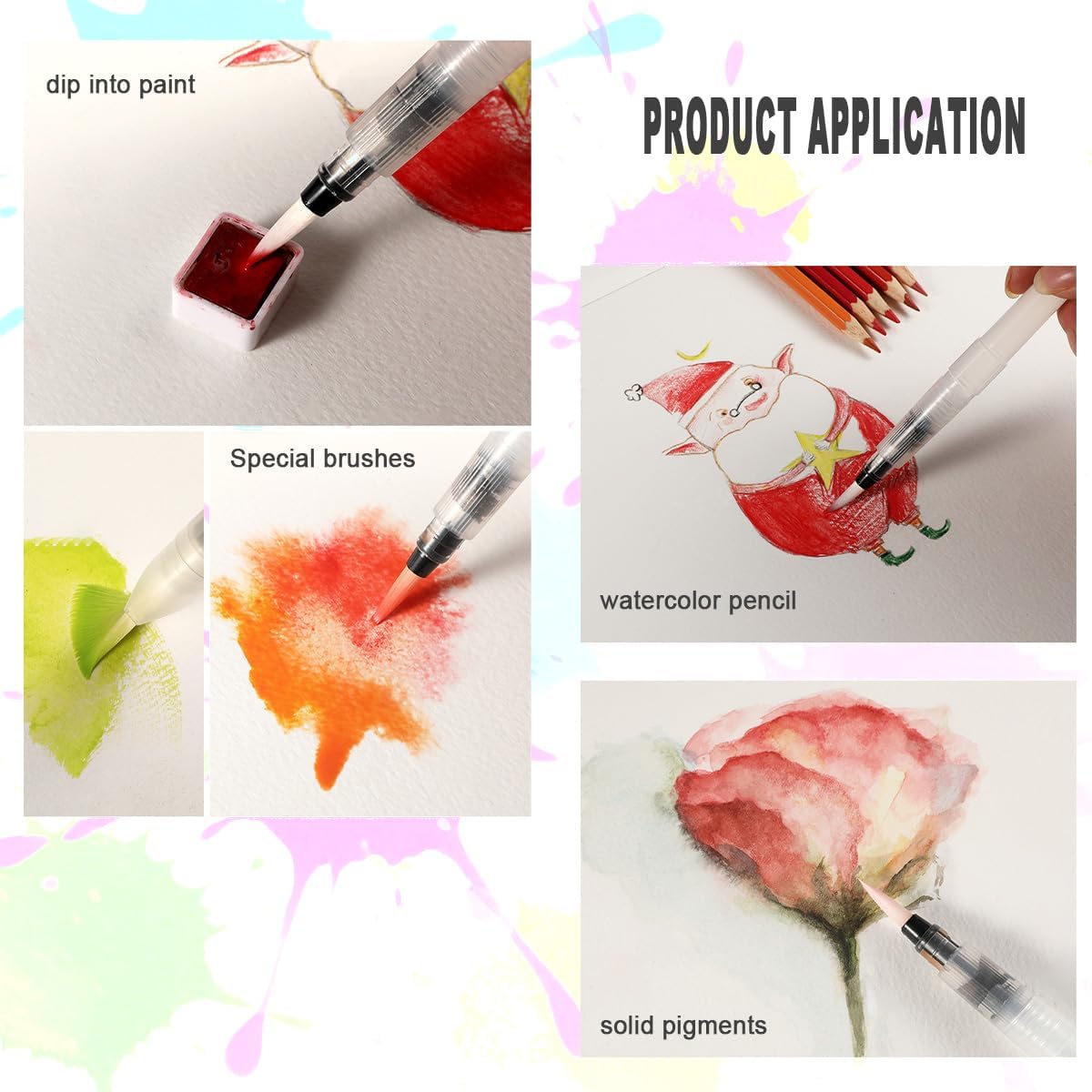 Water Pen, Multifunctional 8-Piece Refillable Watercolor Brushes, Leakproof Water Pens Suitable for Watercolor Painting,Artists, Calligraphy