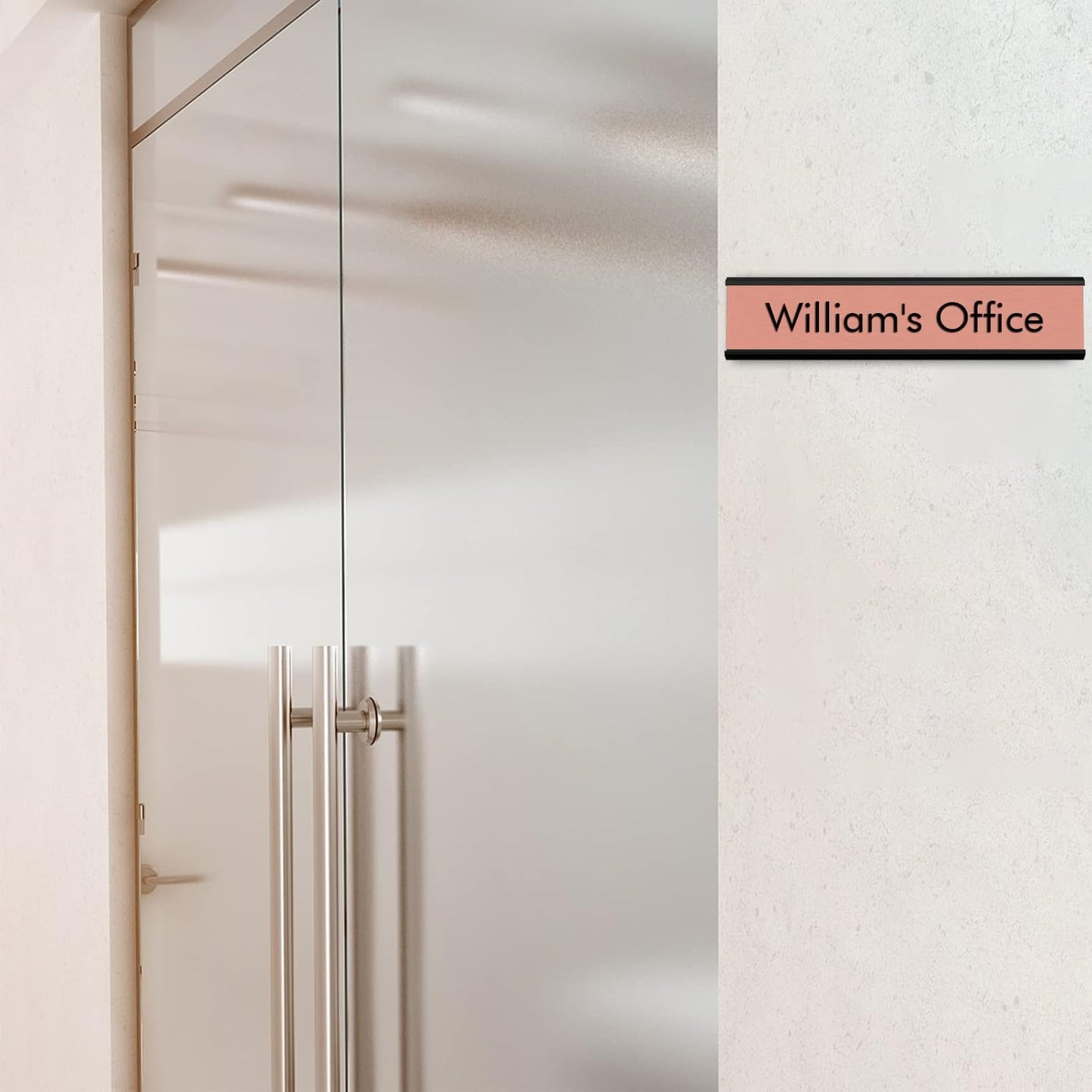 10 Pack Aluminum Name Plate Holders for Door or Wall, 2” x 8” Office Wall Mount Name Plate Holder with Textured Design and Double Sided Tape, for Office, Business, Meeting Room (Black)