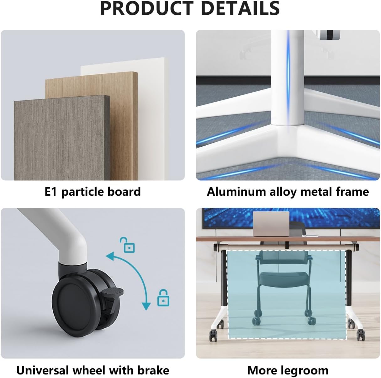Conference Room Table, Folding Conference Tables,Thicken Grey Tabletop,Flip Top Wooden Seminar Meeting Room Table for Conference Room Offices (8, Walnut, 70.8”)