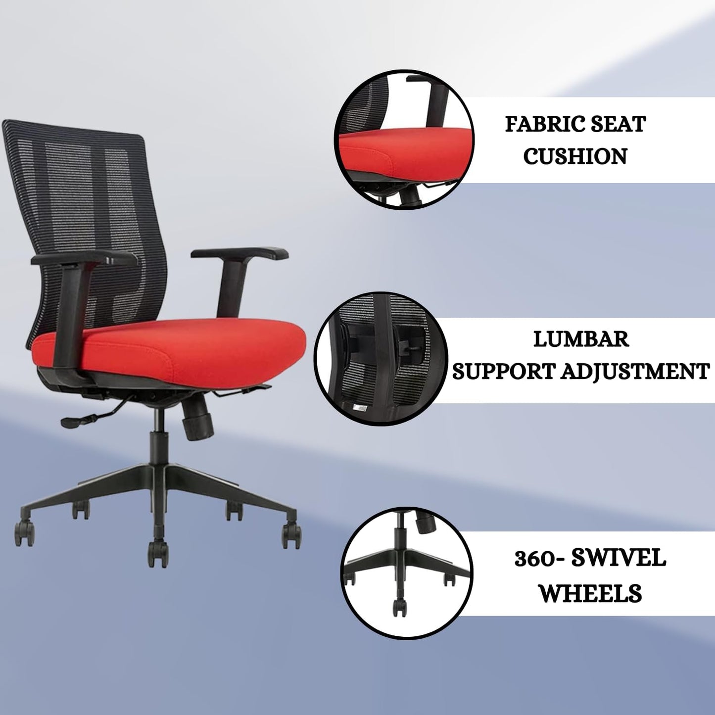 Ergonomic Office Chair - Breathable MESH - Back Adjustable Lumbar Support with 3-D ARMRESTS TILT Function and 360-DEGREE Swivel Wheels Comfortable Wide SEAT - Home Office Chair (Tangerine) Pack of 2