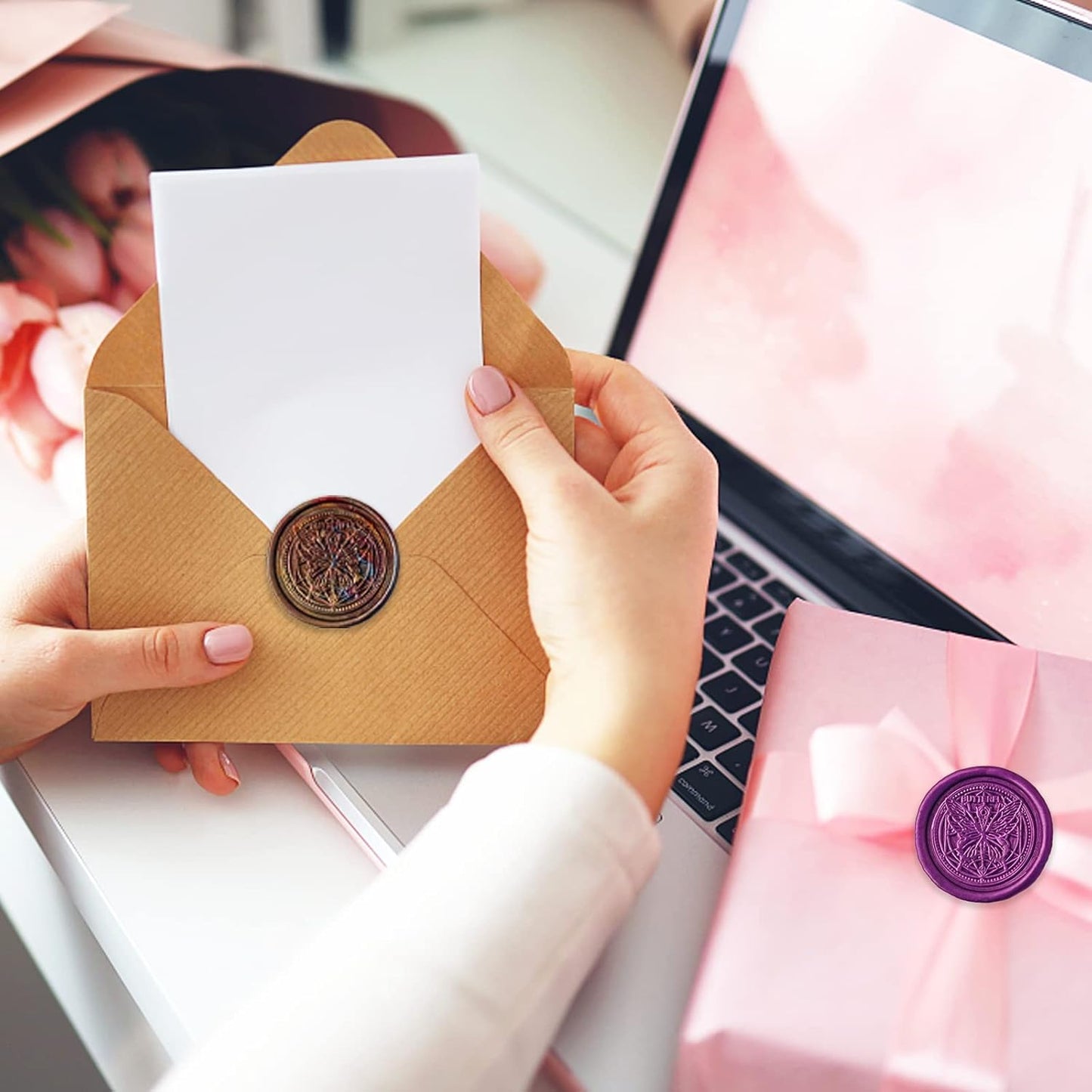 YIPLED 240-Piece Sealing Wax Beads Kit with Butterfly Wax Seal Stamp and Storage Can for Invitations, Cards, Envelopes, Gifts, Letters, Crafts (Mixed Color)