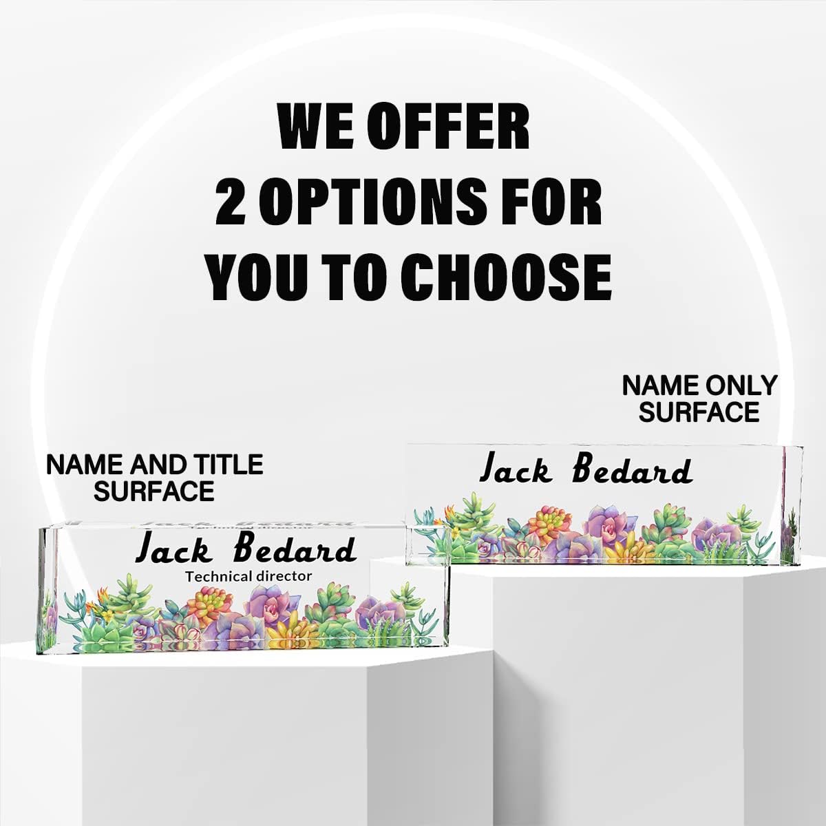 Desk Name Plate Personalized Office Decor | Succulents