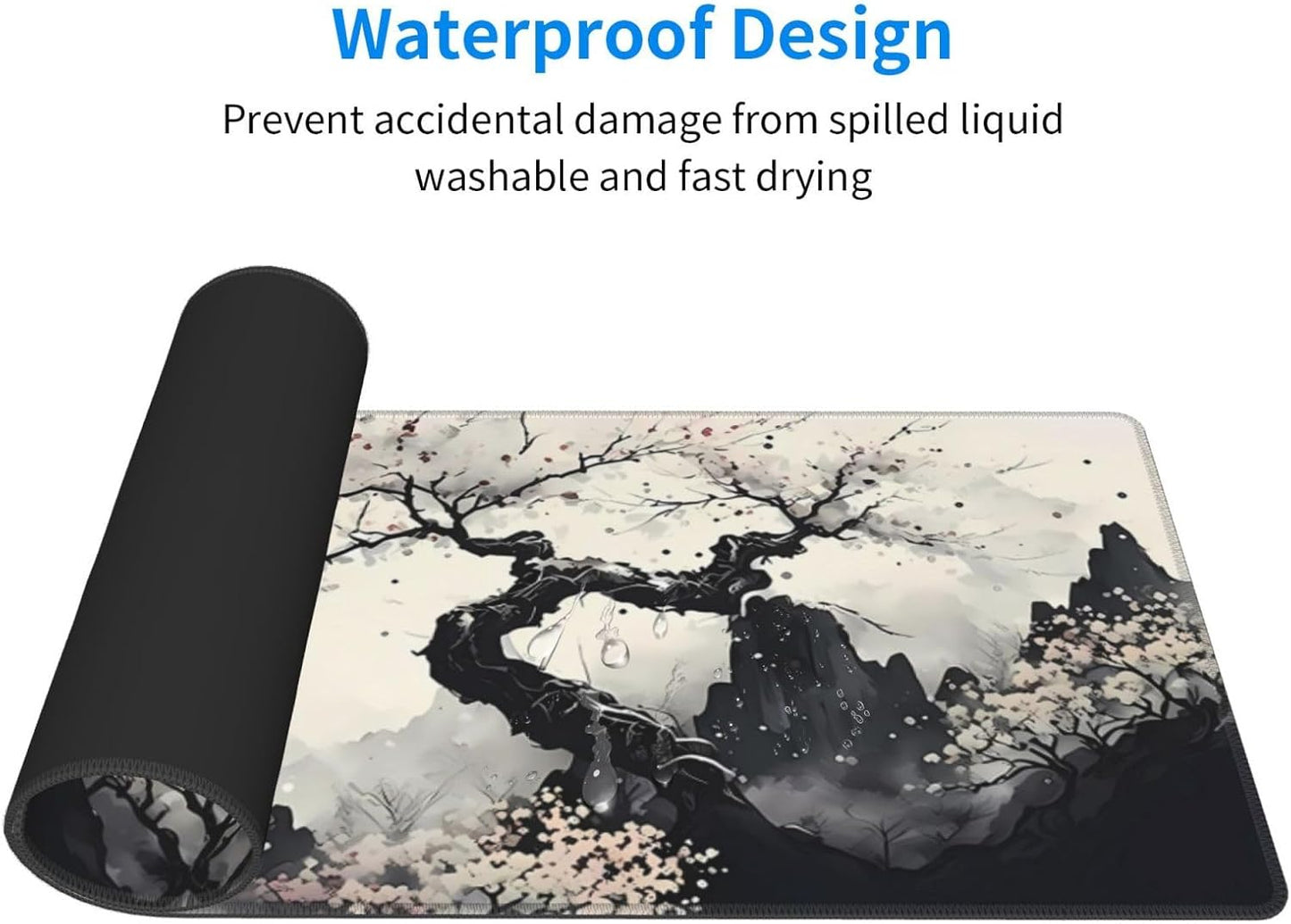 Japanese Mouse Pad, Large Japanese Desk Mat, XL Anime Gaming Keyboard Mat, Non-Slip Rubber Base, Big Extended Desk Protector for Home Office, 31.5âx11.8â