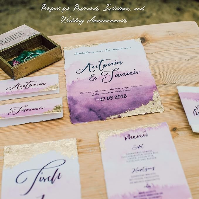 Handmade Cotton Paper with Deckle Edge Recycled Cotton Rag Mixed Media Card Stock for Postcards, Invitations, Crafts and Announcements (150gsm, 4x6 inch "A6", 50 Pack)