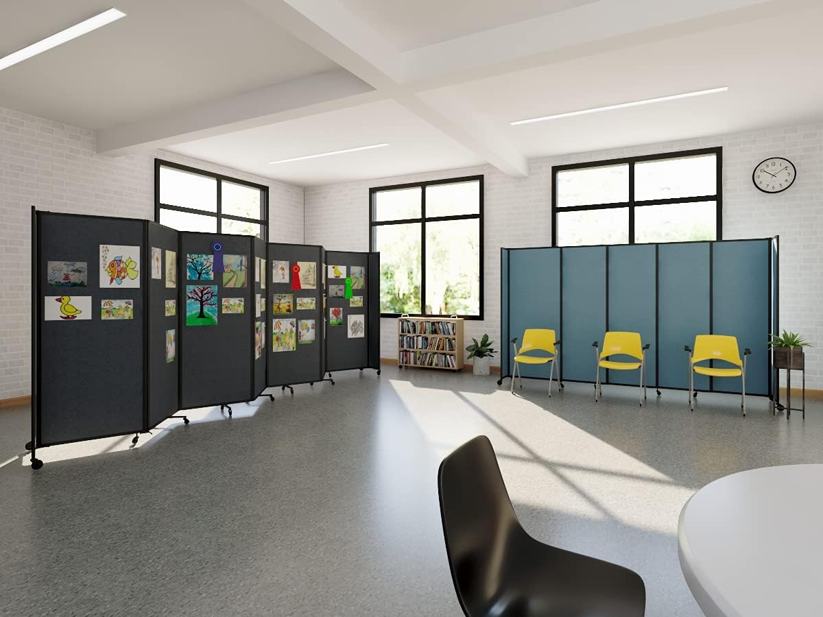 Versare Straightwall Sliding Portable Wall Partition | Freestanding Office Dividers | Locking Wheels | Temporary Room Separator | 7'2" Wide x 6'10" Tall Mocha Fabric Panels