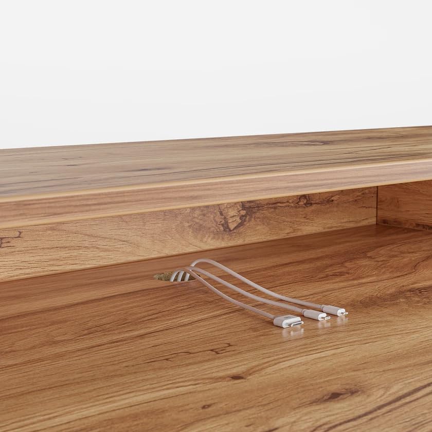 FEZIBO 48 x 24 Inch Whole-Piece Height Adjustable Standing Desk with Double Drawers, Sit Stand Desk, Stand Up Table (Send Two Packages), Light Rustic Top