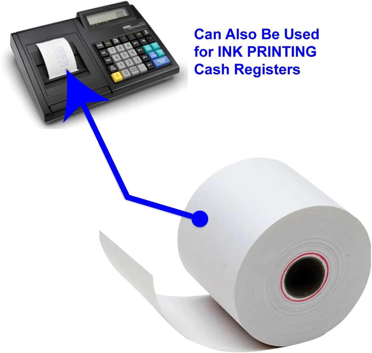 (12 Rolls)2 1/4 in x 150 ft Adding Machine Tape Paper Rolls, for HR-10RC, HR-170RC, HR-200RC, EL-1197PIII, EL-1801V, P23-DHV-3, CP-90A, MP11DX-2, 1280-2,3000Labels Direct