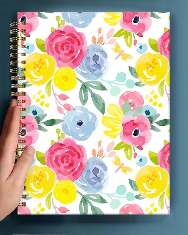 Spiral Journal Notebook,A5 Hardcover Lined Journals for Women Girl 6 x 8.3 in,120 Pages Thick Paper,Cute College Ruled Writing Notebook for Gifts Office Work School(Watercolor Rose Floral)