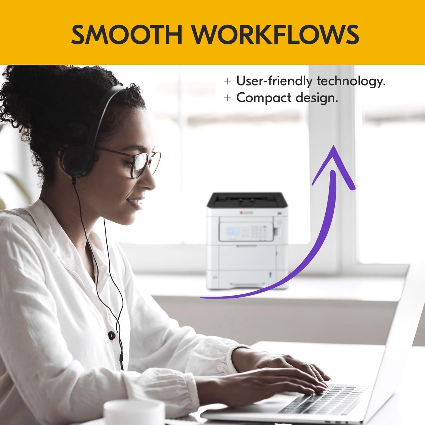 KYOCERA ECOSYS PA3500cx Color Laser Printer 37 ppm, 1200 dpi, Gigabit Ethernet, 5 Line LCD with Hard Key Control Panel, 650 Sheet Capacity