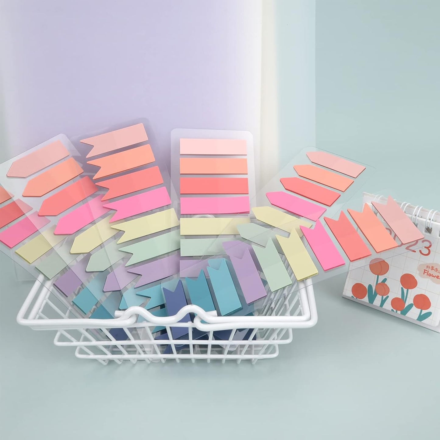Temiary 1200 Pieces Transparent Sticky Index Tabs, Page Markers for Annotating, Translucent Morandi Arrow Flag Tab for Bookmarks Bible Tabs Notebook School Supplies
