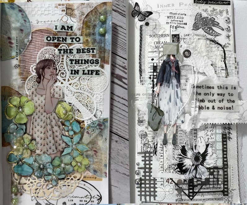 20 Sheets Scrapbook Paper A5 Size Textured Papers, White Mulberry Art Paper Craft Materials for DIY Card Making, Collage, Decoupage, Junk Journaling Supplies