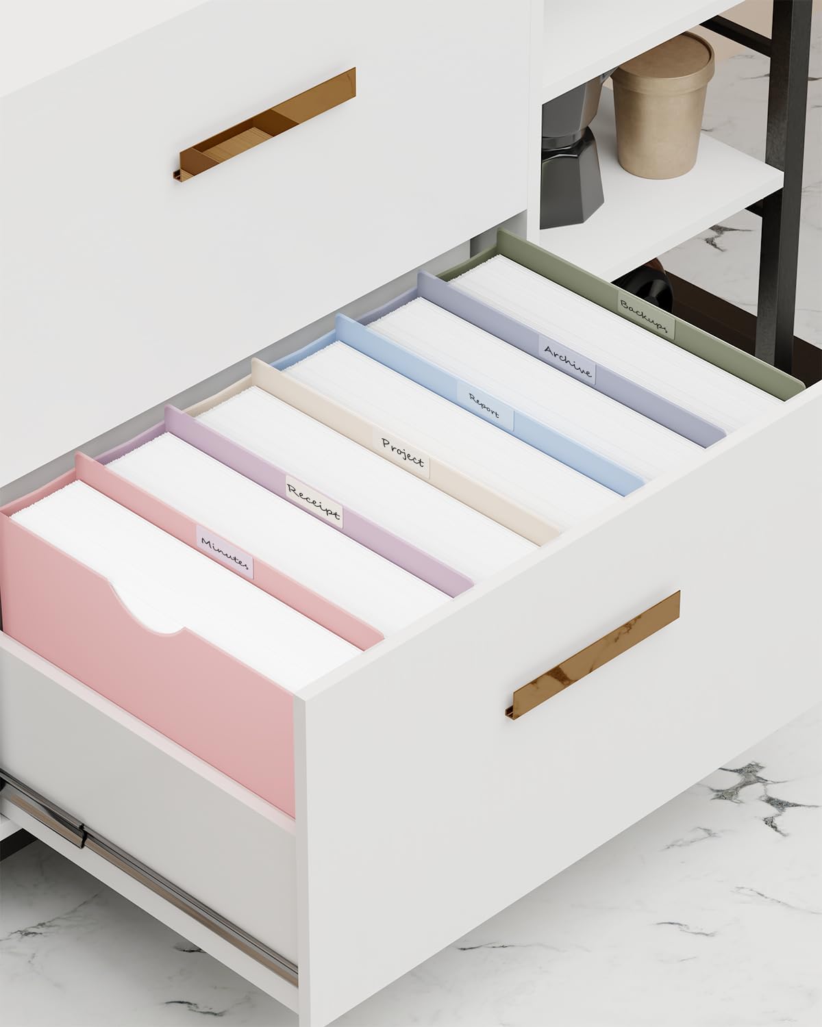 ANSOOK Plastic 3" File Jackets,Manilla Folders 8.5 x 11 Letter Size,12 Pack Expanding File Folder,Heavy Duty Expansion Pocket,Reinforced Straight Cut Tab,Morandi Color Manila Folders for Office Home