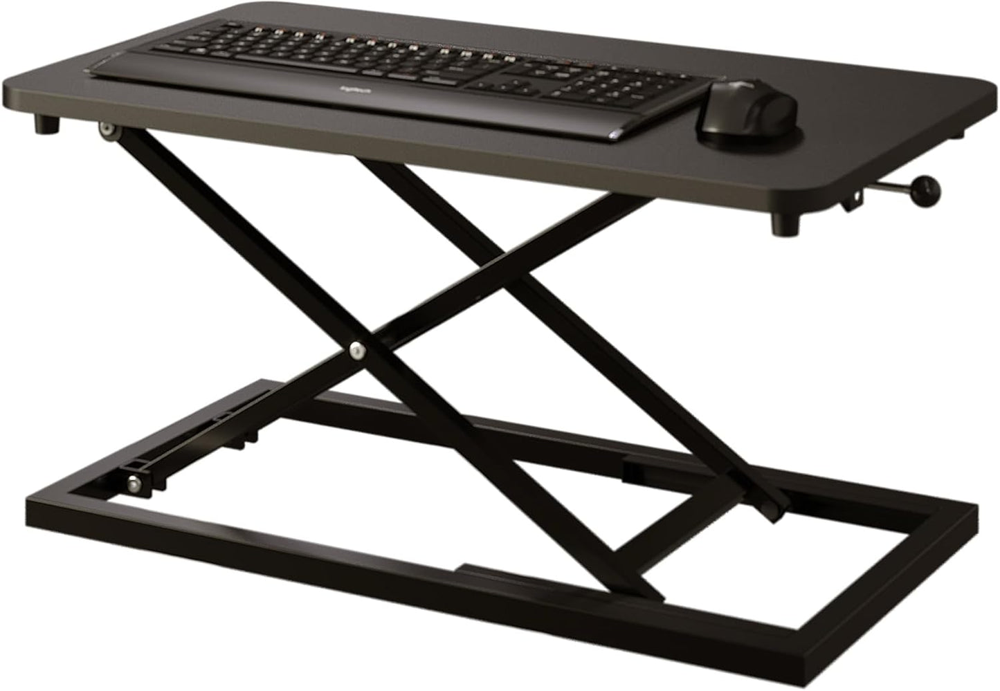Decoholic Single 24 inch Scissors Lift Keyboard and Mouse Riser, Height Adjustable Standing Desk Converter for Ergonomic Sit Stand Workstations,suitable to hold large/small items (24inch, Black)