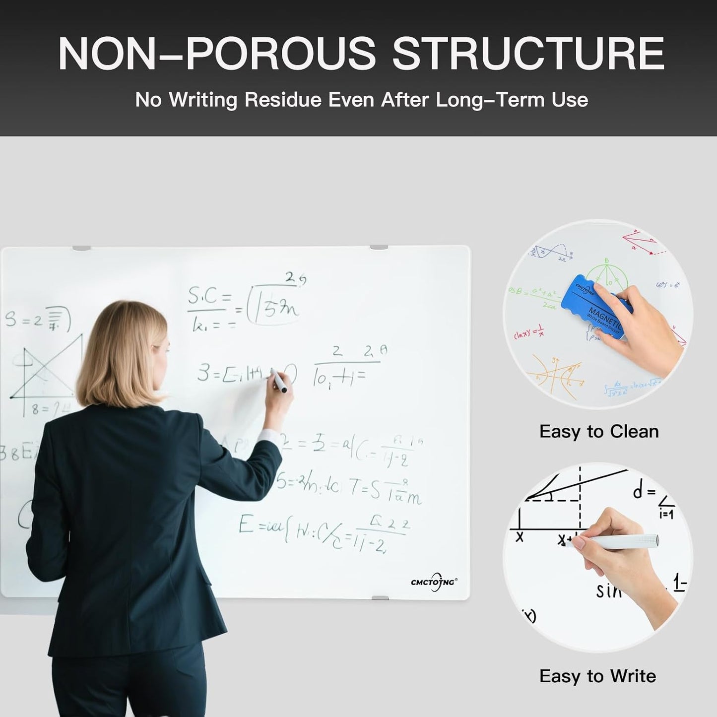 Wall-Mounted Magnetic Tempered Glass White Board Frameless Dry Erase Board Wall Mounted Ideal for Office Classroom School Kitchen and Home,Durable Whiteboard Frameless (48''x36'')