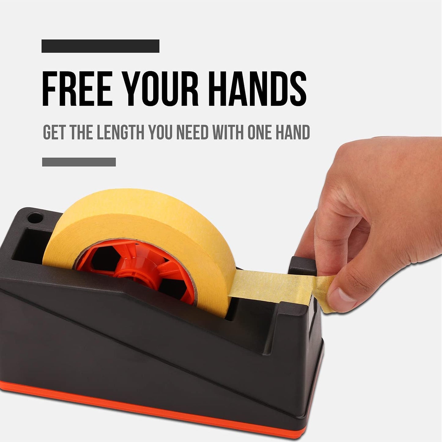 Lichamp Desktop Tape Dispenser Holder with Large 3 Inch Core for Masking, Heat Transfer, Painters, Freezer and Kitchen Tape, 0128BK