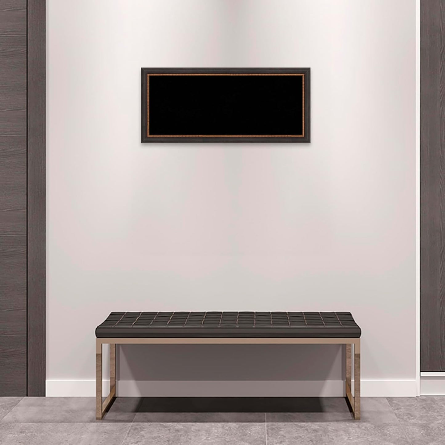 Amanti Art Black Cork Board for Wall, 15x33 Vision Board with Black Wood Frame, Medium Corkboard Office Decor for Home Organization, Traditional Corkboard Pinboard to Display Items for Home