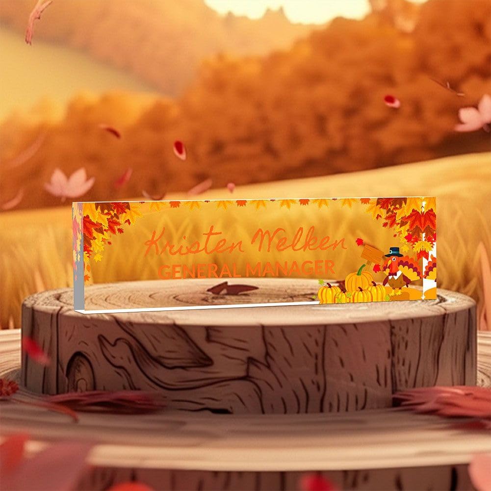 Personalized Name Plate for Desk | Desk Accessories | Custom Decorations for Women | Office Decor for Men | Gifts of Autumn for Farmer, Agricultural Scientists (Thanksgiving Day)