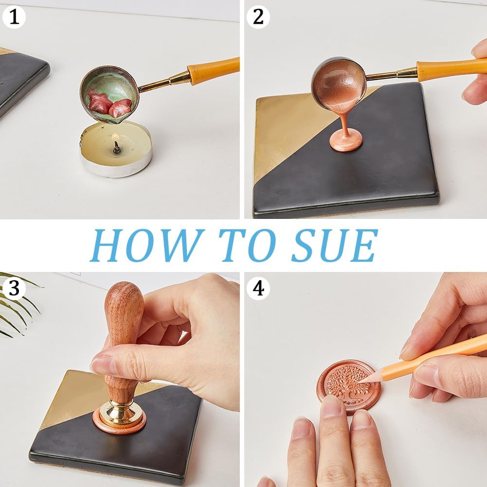 CRASPIRE 7 Styles Wedding Wax Seal Stamp Set 25mm Blessing Words Sealing Brass Head + 1Pc Wooden Handle Kit Thank You Happy Birthday You' re Invited Removable Envelopes Invitations Gift Wrap Decor