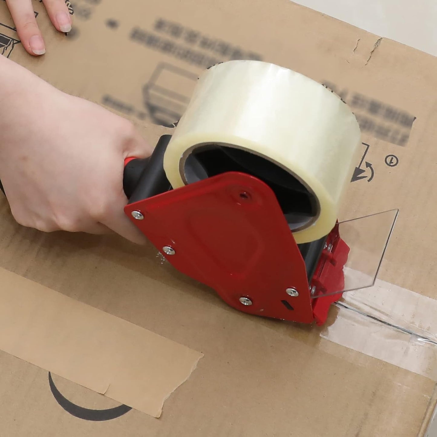 WELSTIK 2 Pack Red Non-Slip Silicone Handle Packing Tape Dispenser Gun 2 Inch -Heavy Duty Sealing Tape Cutter for Shipping, Carton and Box Sealing, Easy Operation