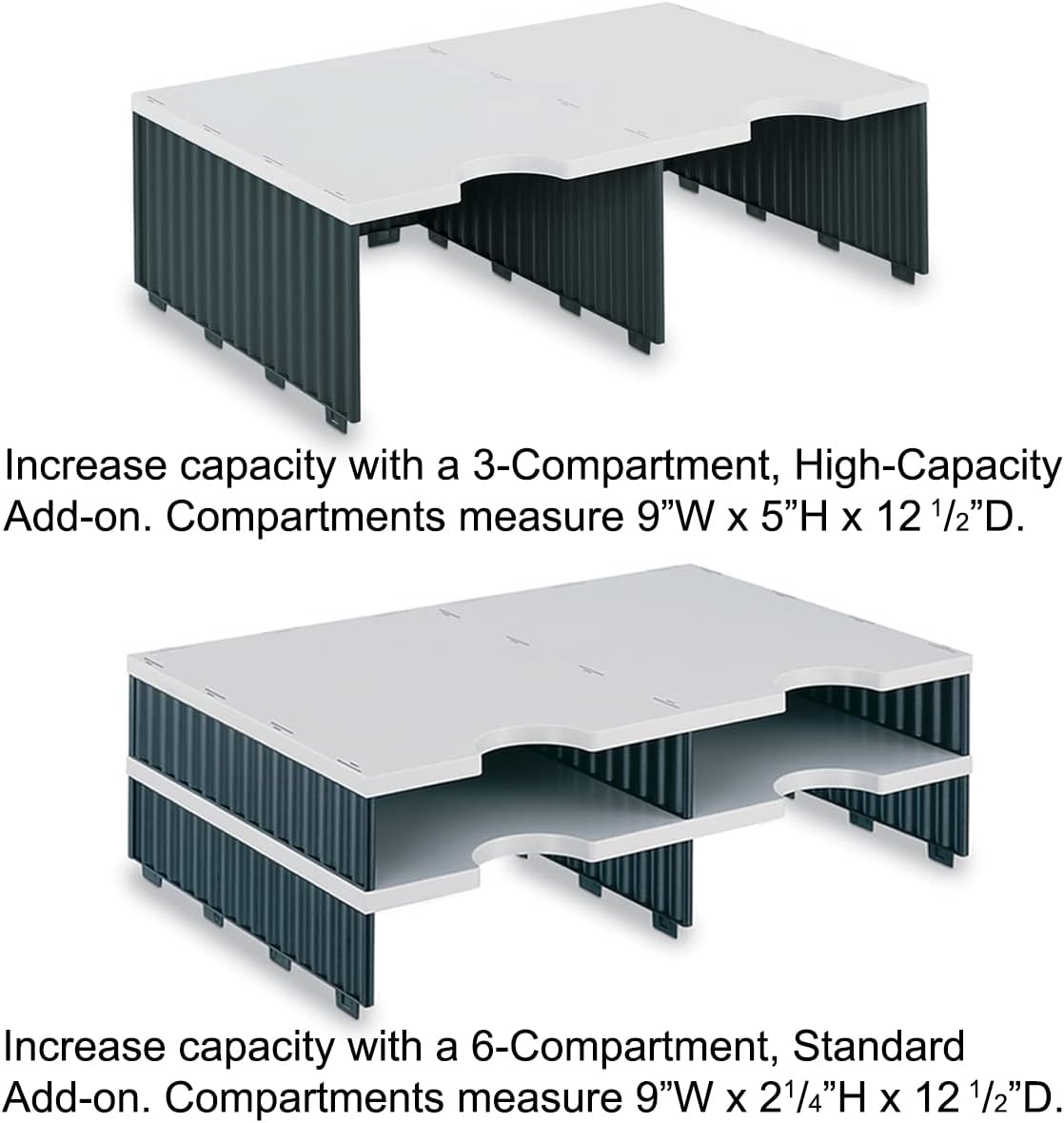 Ultimate Office TierDrop Jumbo 8-Compartment High-Wall Sorter - Sorts Documents, Forms & Mail - Durable Construction Features Expandable, Modular, No-Tool Assembly Design (Gray w/Black)