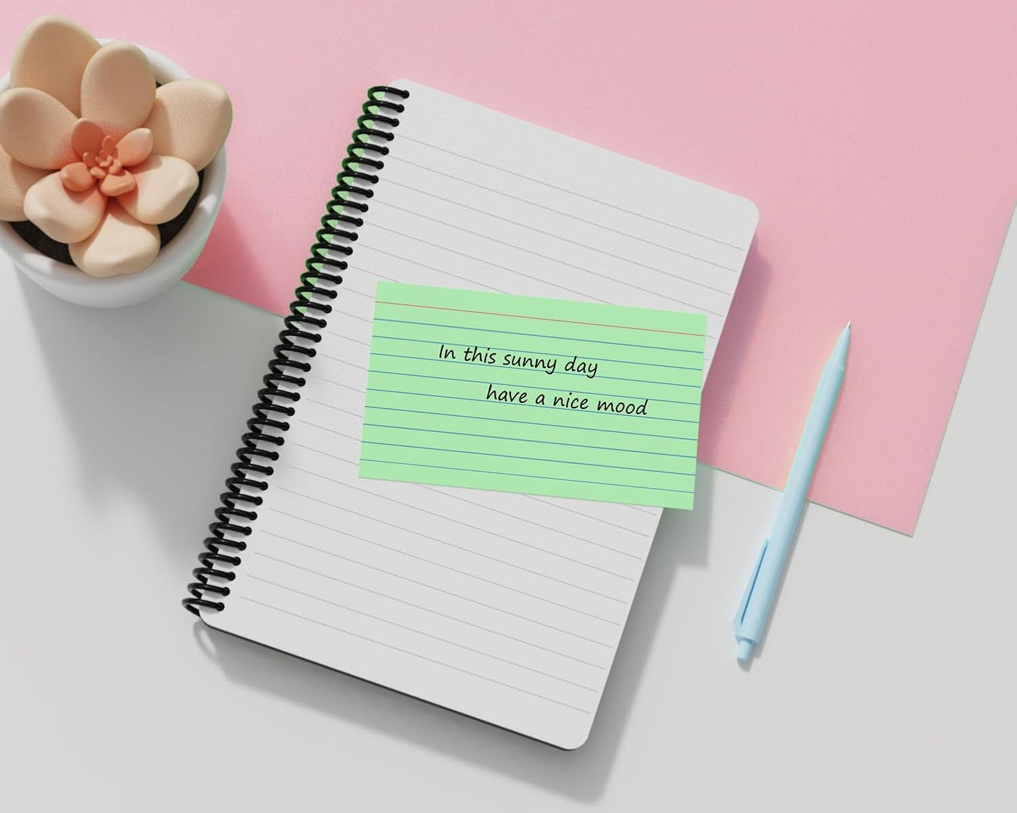 Green Index Cards 3x5, 200 Pack, Ruled Index Cards, Flash Cards for Studying, Heavy Note Cards for Office, Home and School, 4 Packs of 50