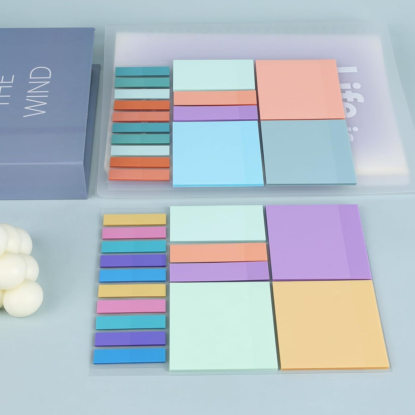 Temiary 500 Sheets Transparent Macaron Sticky Notes 3 x 3 inch, Clear Sticky Note Waterproof See Through Memo Pad, Translucent Writable Index Book Tabs for Annotating Supplies Office & School