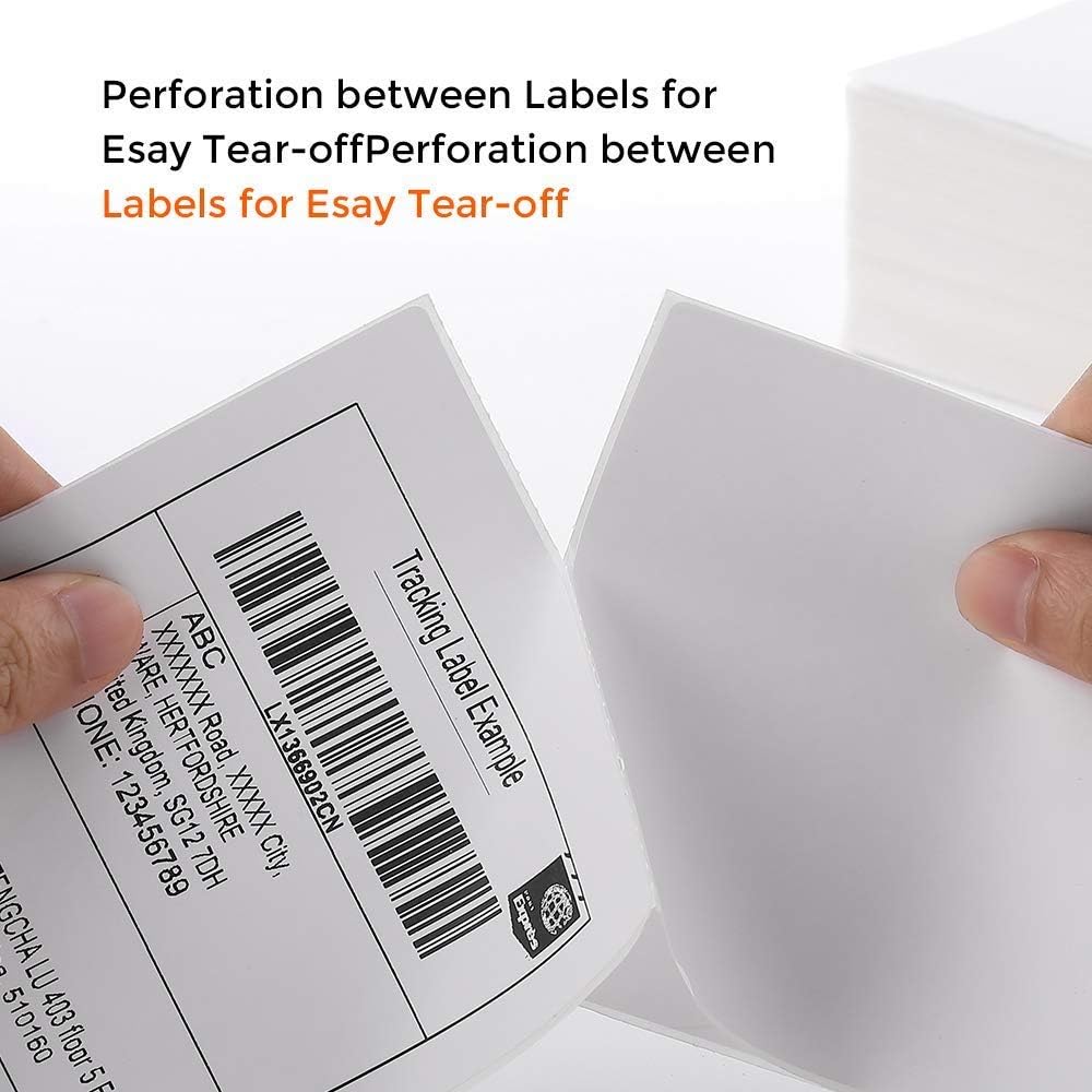MFLABEL Fanfold 4" x 6" Direct Thermal Labels White Perforated Shipping Labels (15 Stacks)