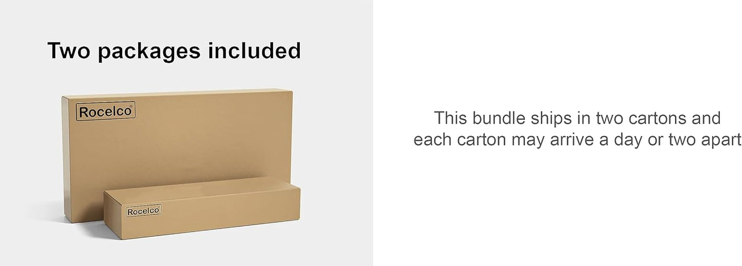 Rocelco 40" Large Height Adjustable Standing Desk Converter with Dual Monitor Stand BUNDLE - Quick Sit Stand Up Computer Workstation Riser - Retractable Keyboard Tray - Black (R DADRB-40-DMS)