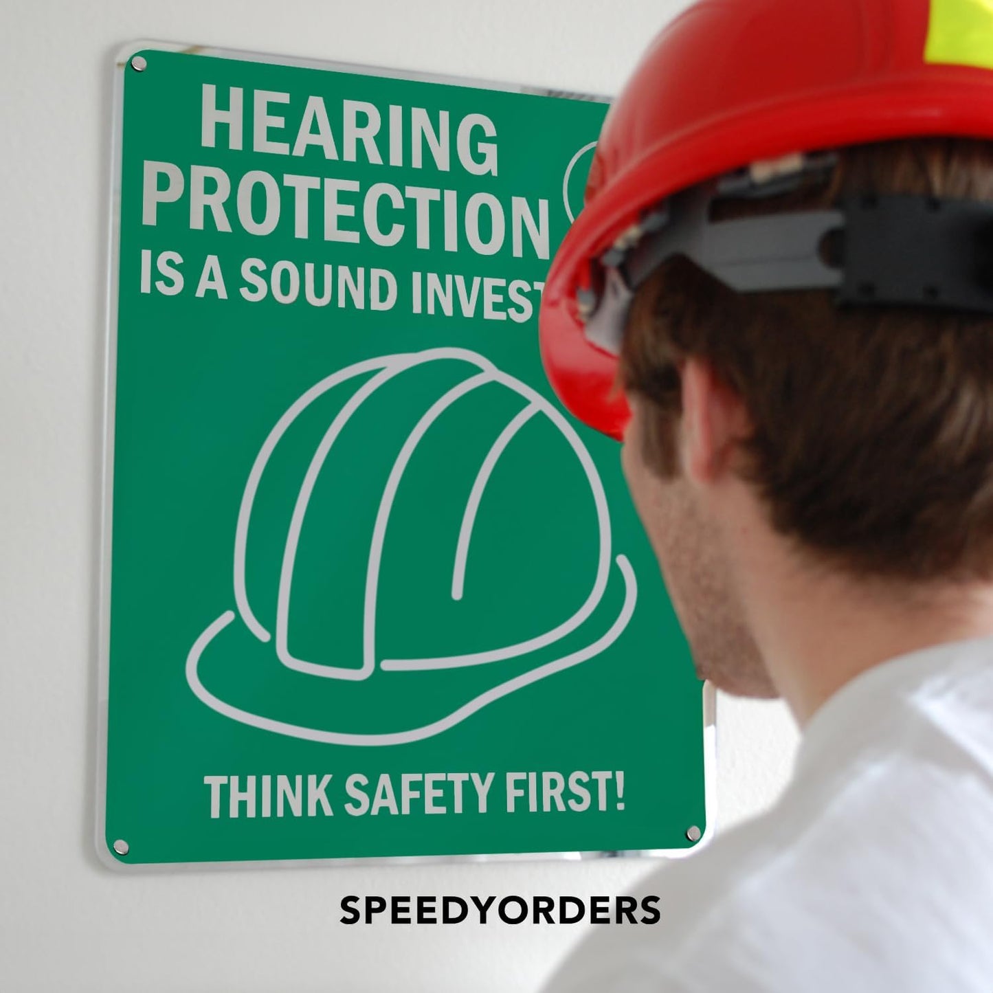 SPEEDYORDERS Custom Outdoor Metal Signs, Personalized Aluminum Signs, Customized Safety Signs, Metal Business Signs, Waterproof Outdoor Business Signs, White Aluminum (Green Background, 20x20 In)