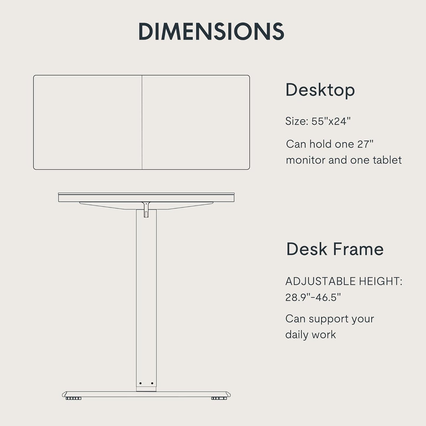 FLEXISPOT Standing Desk 55 x 24 Inch Adjustable Height Desk Home Office Computer Workstation Sit Stand Desk, White Top + White Frame
