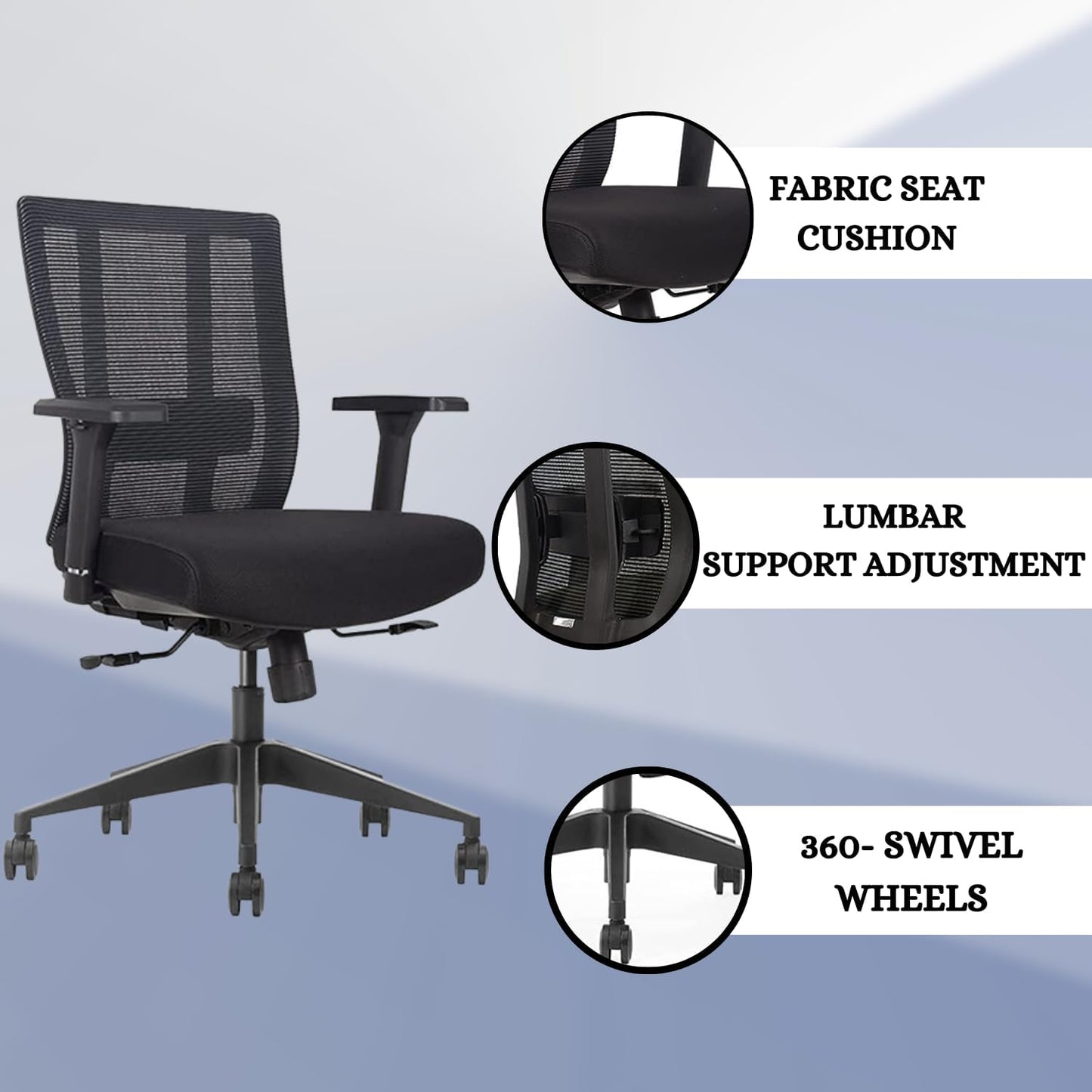 Bitchair Ergonomic Mesh Conference Room Chair - Adjustable Lumbar Support Computer Desk Chair with Height Adjustable Arms - Seat Depth Adjustable Office Chair - (Black) (Pack of 8)